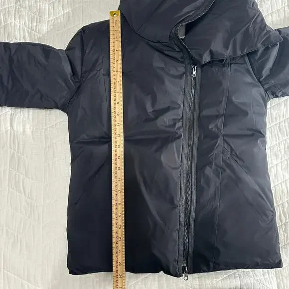 Whitesky Women Duck Down Waterproof Jacket Black Asymmetrical Zip Small New - Picture 15 of 16